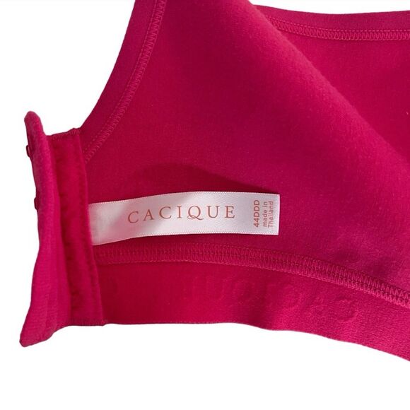 CACIQUE Bra Lightly Lined No Wire Very Pink Lace Overlay Size 44 DDD - Picture 5 of 8
